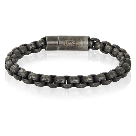 Men's Box Chain Cuff Gunmetal Steel Bracelet
