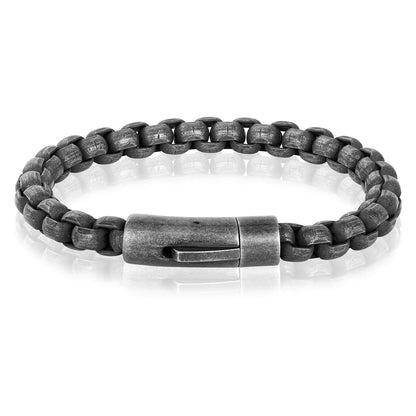 Men's Box Chain Cuff Gunmetal Steel Bracelet