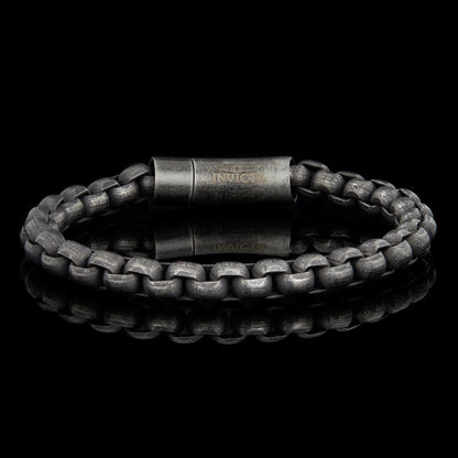 Men's Box Chain Cuff Gunmetal Steel Bracelet