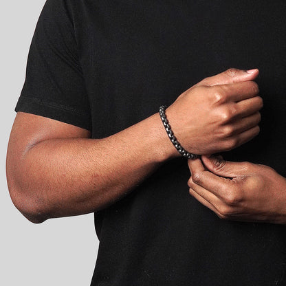 Men's Box Chain Cuff Gunmetal Steel Bracelet