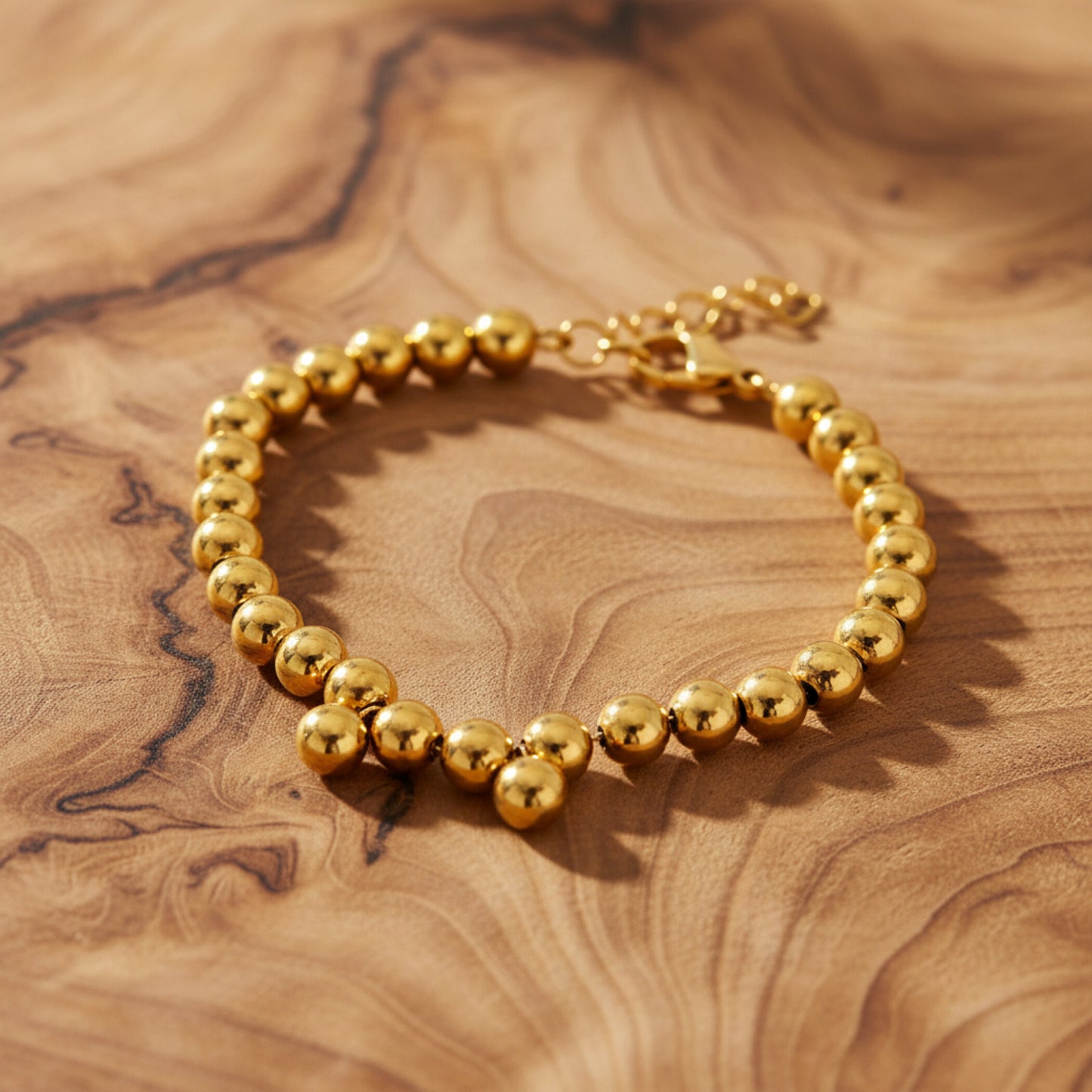 ELYA Women's Polished Beaded Stainless Steel Bracelet