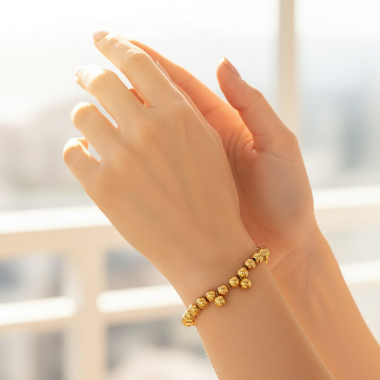 ELYA Women's Polished Beaded Stainless Steel Bracelet