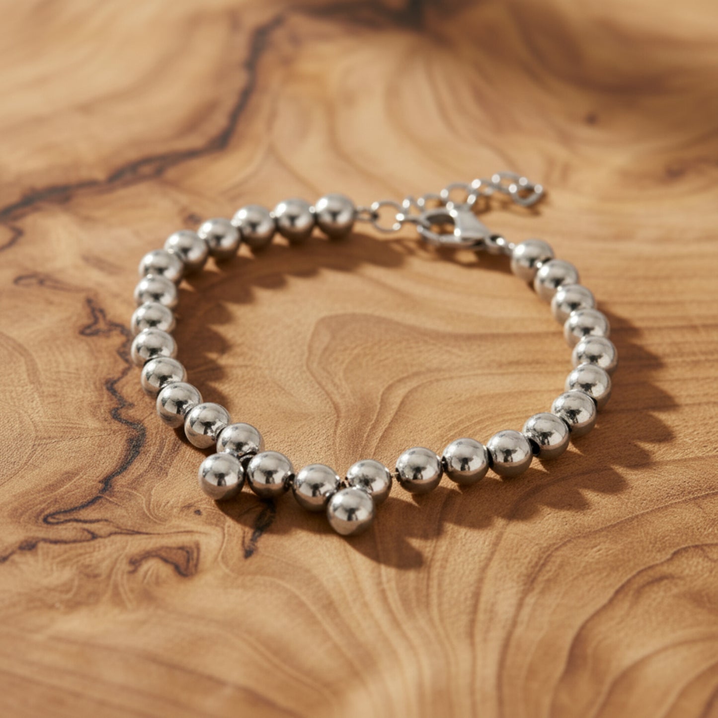 ELYA Women's Polished Beaded Stainless Steel Bracelet