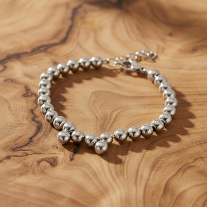 ELYA Women's Polished Beaded Stainless Steel Bracelet