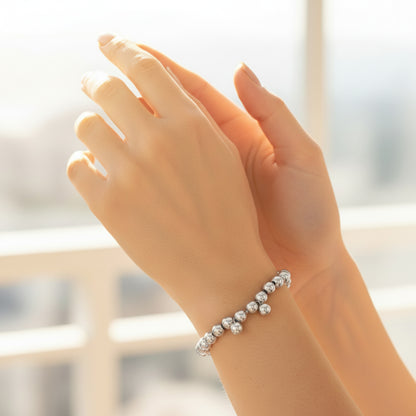 ELYA Women's Polished Beaded Stainless Steel Bracelet