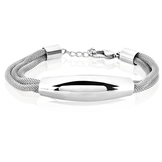 ELYA Women's Polish Curved Tube Twisted Mesh Strand Stainless Steel Bracelet