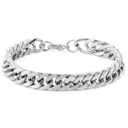 Men's Bracelet and Necklace Stainless Steel Curb Chain Set