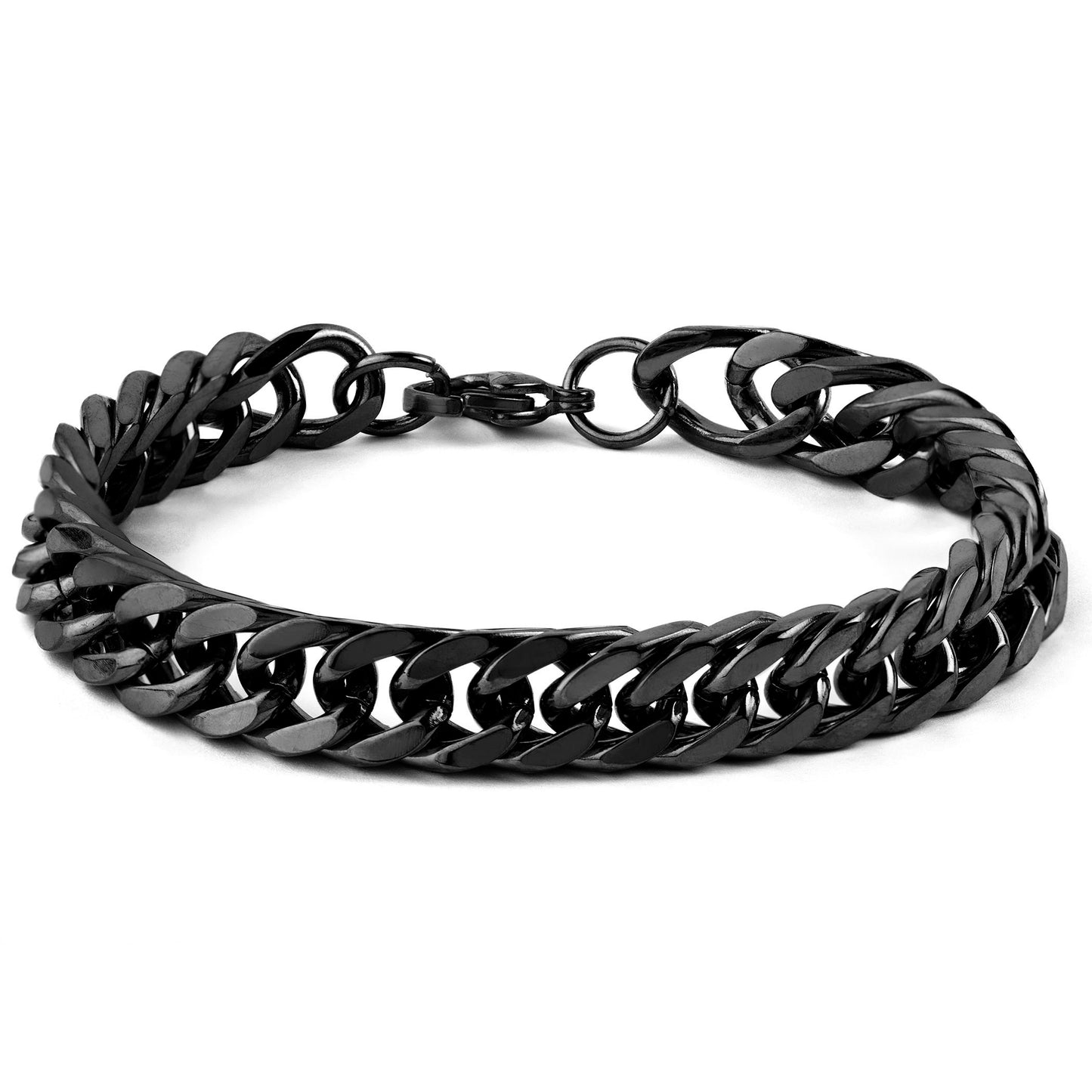 Men's Polished Stainless Steel Curb Chain Bracelet (10mm) - 8"