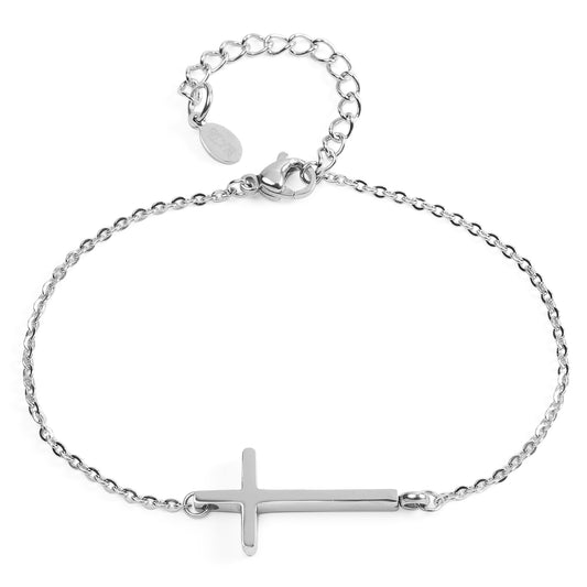 ELYA Women's Polished Sideways Cross Stainless Steel Bracelet