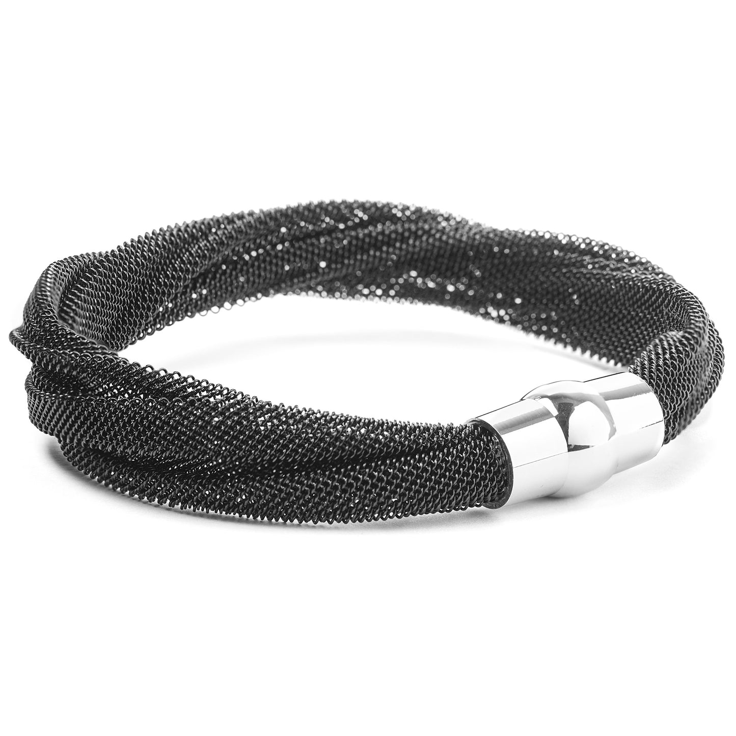 ELYA Polished Twisted Mesh Stainless Steel Bracelet (8mm) - 8"