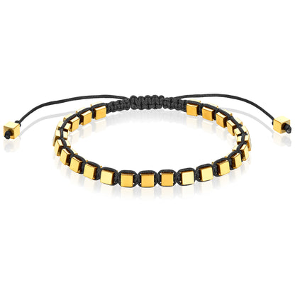 Small Hematite Cube Stone Adjustable Bracelet (4mm)