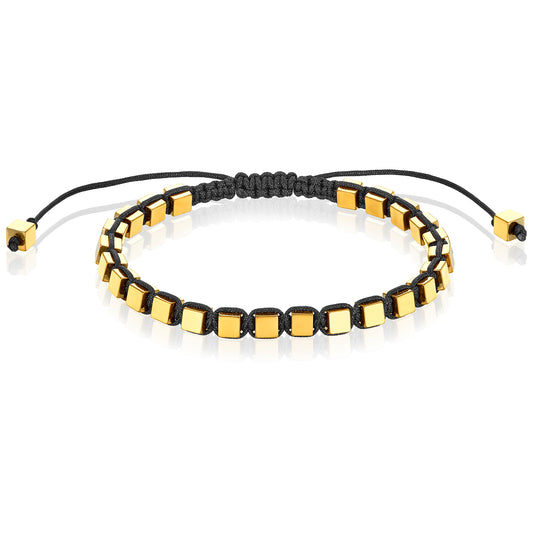 Small Hematite Cube Stone Adjustable Bracelet (4mm)