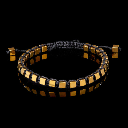 Small Hematite Cube Stone Adjustable Bracelet (4mm)
