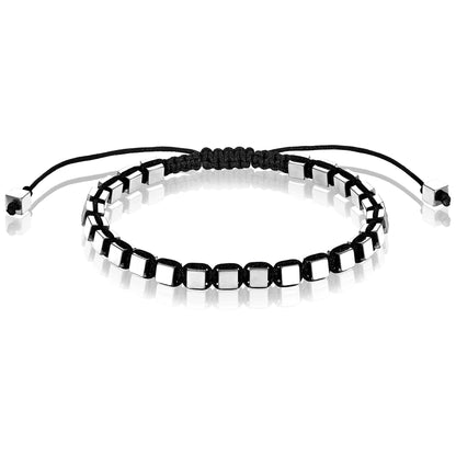 Small Hematite Cube Stone Adjustable Bracelet (4mm)