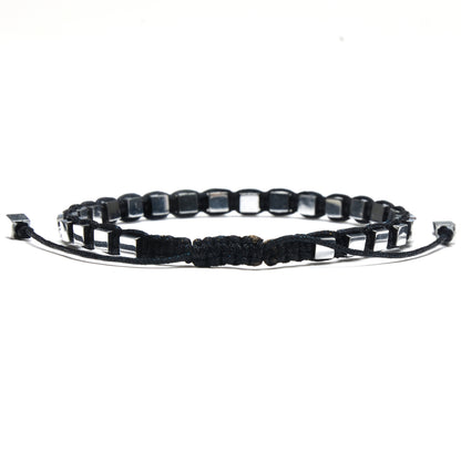 Small Hematite Cube Stone Adjustable Bracelet (4mm)