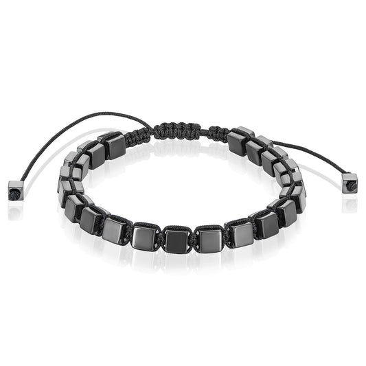 Medium Hematite Cube Stone Adjustable Bracelet (6mm)