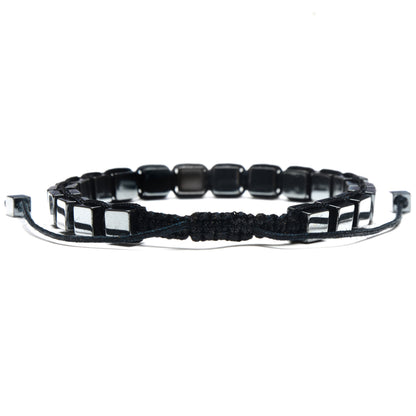 Medium Hematite Cube Stone Adjustable Bracelet (6mm)