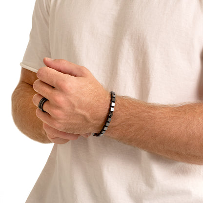 Medium Hematite Cube Stone Adjustable Bracelet (6mm)