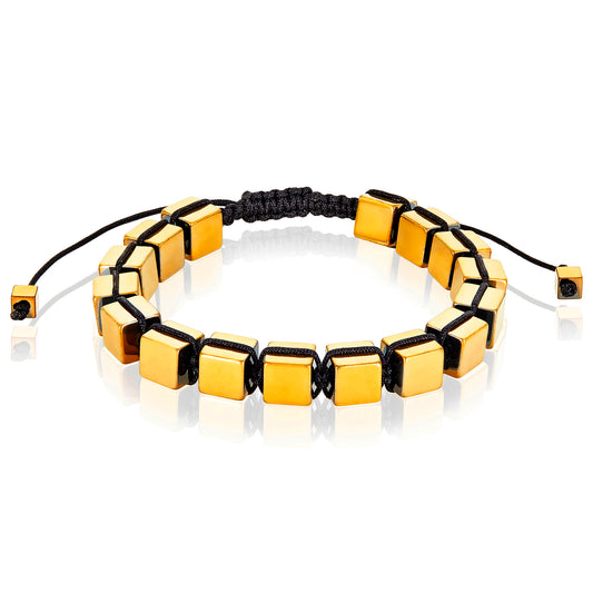 Large Hematite Cube Stone Adjustable Bracelet (8mm)