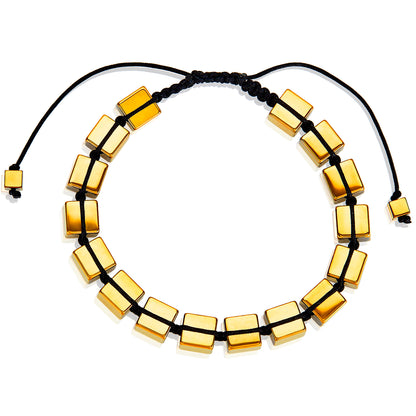 Men's Gold Hematite Stone Bracelet and Chain Necklace Set