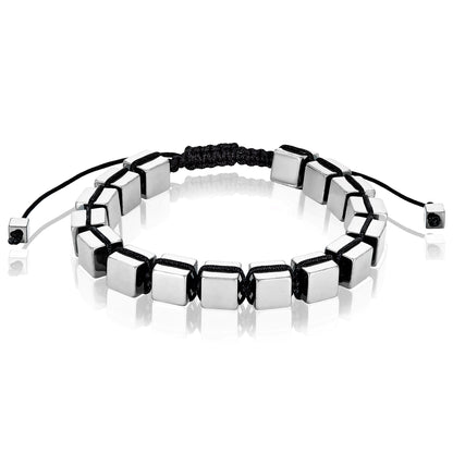 Large Hematite Cube Stone Adjustable Bracelet (8mm)