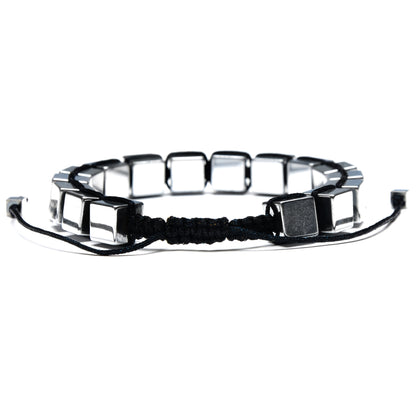 Large Hematite Cube Stone Adjustable Bracelet (8mm)