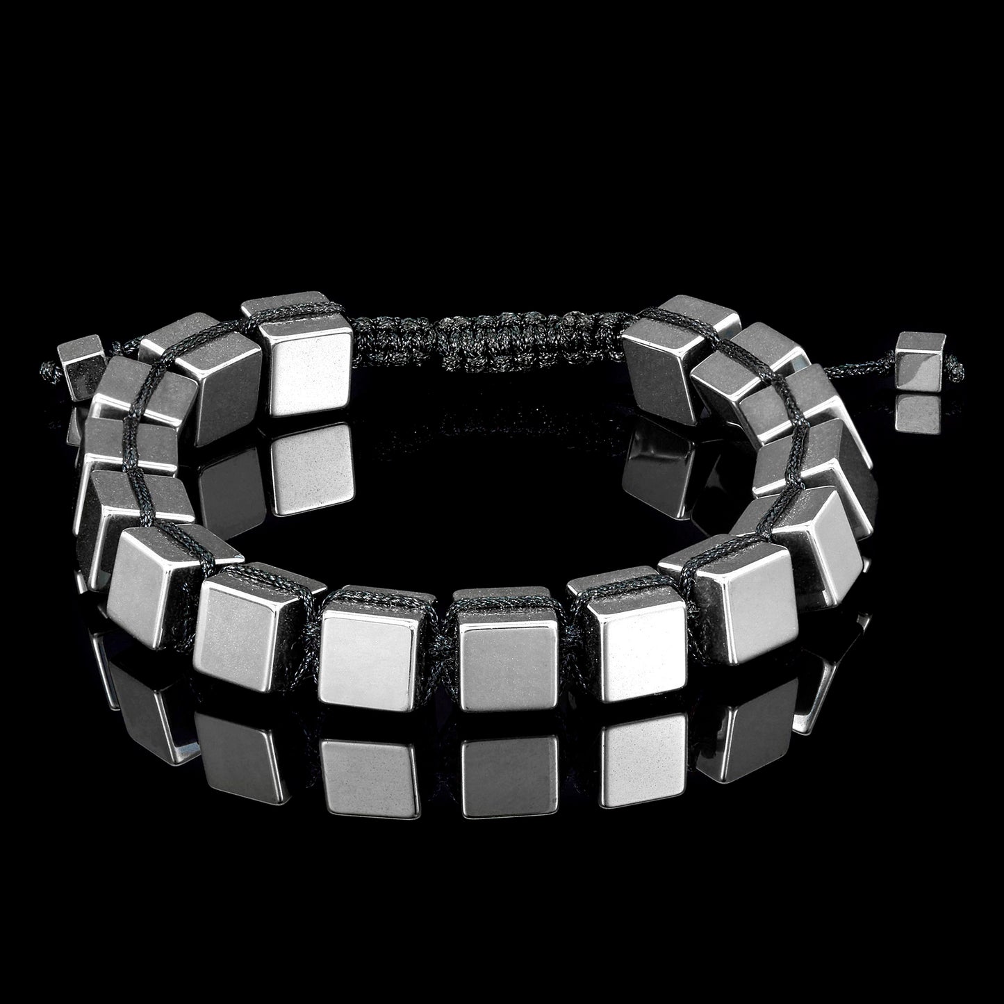Large Hematite Cube Stone Adjustable Bracelet (8mm)