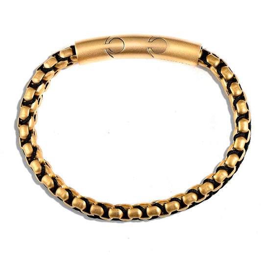 Men's Matte Finish Double Row Box Chain Steel Bracelet