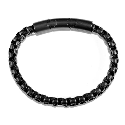 Matte Finish Double Row Box Chain Bracelet with Black Nylon Cord