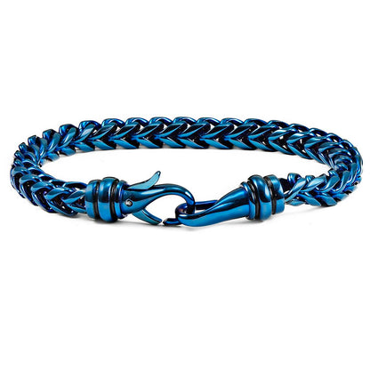 Crucible Jewelry Blue Polished 6mm Stainless Steel Franco Chain Bracelet - 8"