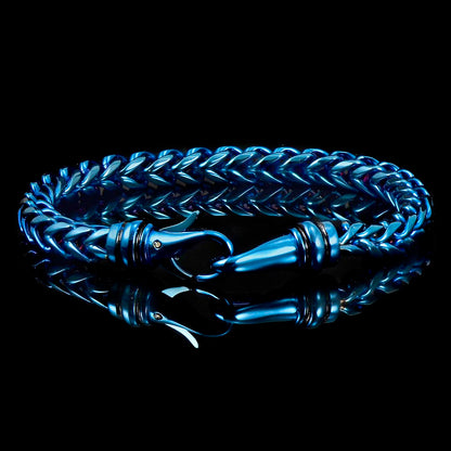 Blue Polished 6mm Franco Chain Bracelet - 8"