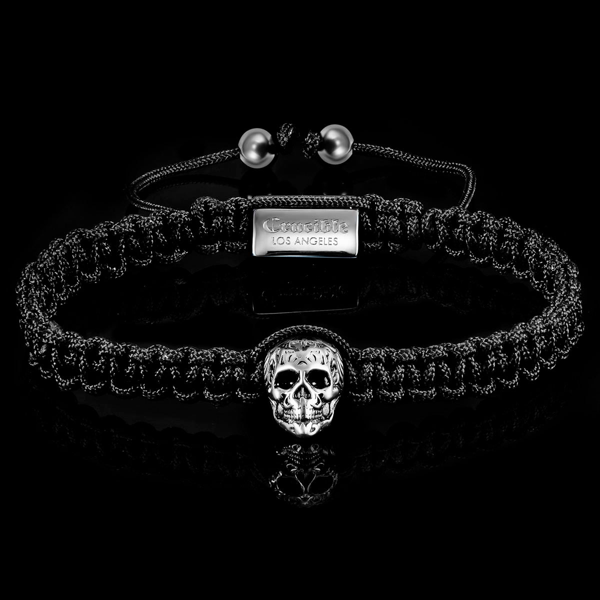 Crucible Skull on Shocker Tie Woven Bracelet