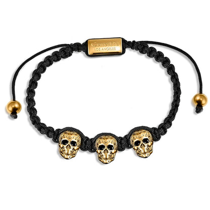 Crucible Triple Skulls on Shocker Tie Woven Bracelet