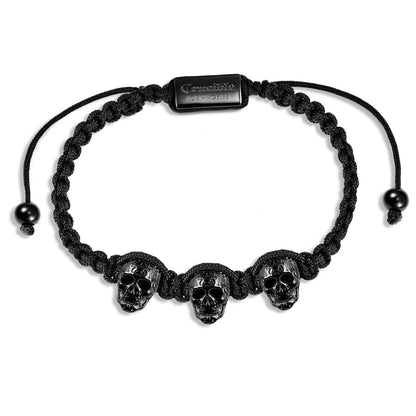 Crucible Triple Skulls on Shocker Tie Woven Bracelet