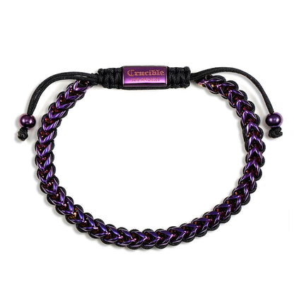Gold Stainless Steel 6mm Franco Chain Bracelet with Woven Black Cord on Shocker Tie