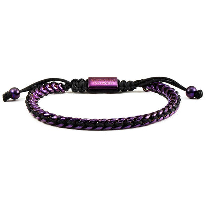 Gold Stainless Steel 6mm Franco Chain Bracelet with Woven Black Cord on Shocker Tie