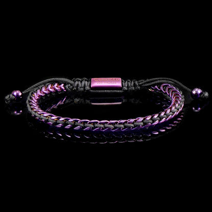 Gold Stainless Steel 6mm Franco Chain Bracelet with Woven Black Cord on Shocker Tie