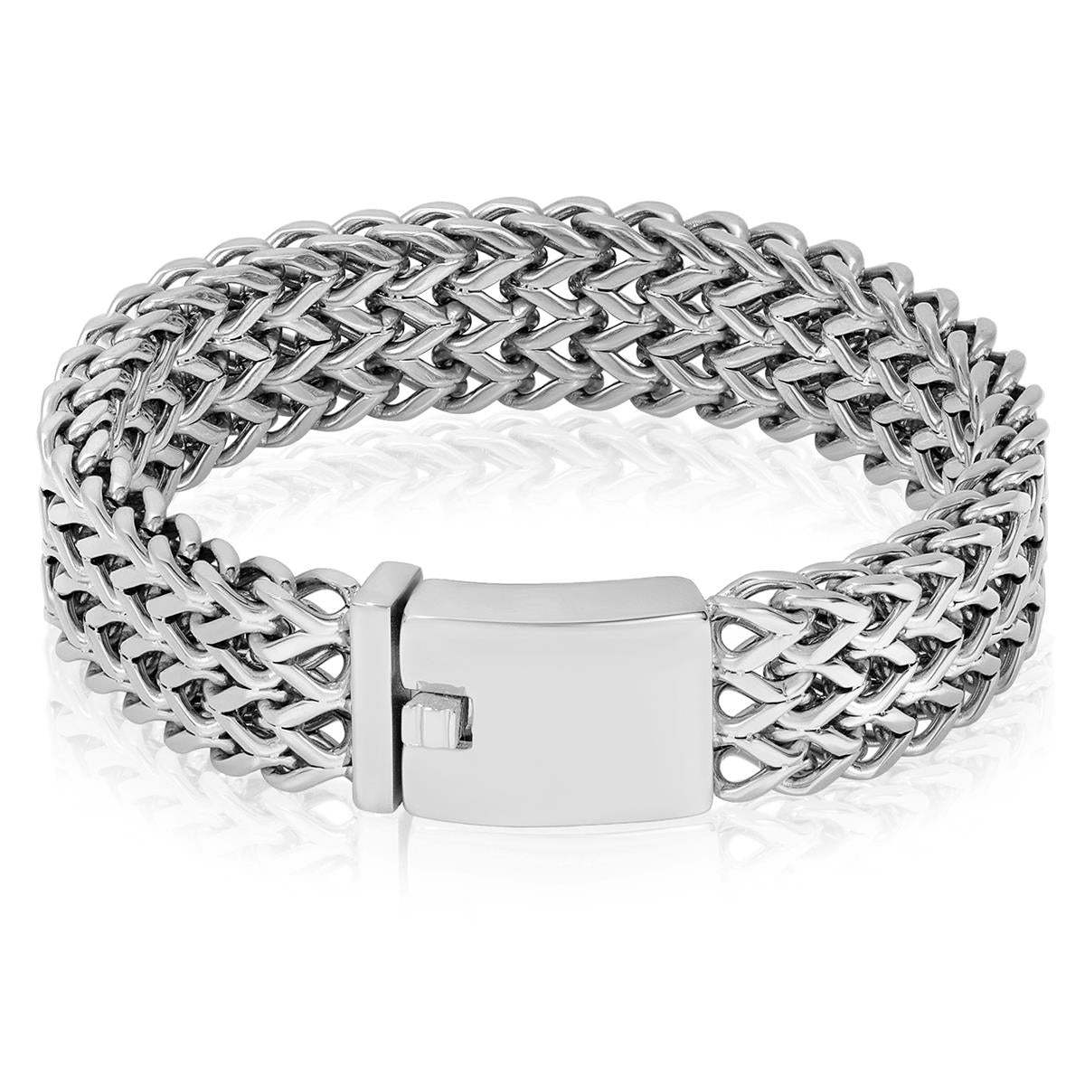 Stainless Steel Three Row Franco Bracelet 18mm Wide