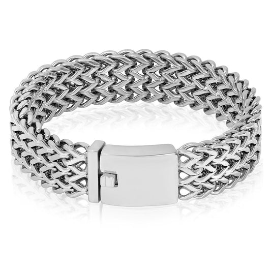 Stainless Steel Three Row Franco Bracelet 18mm Wide