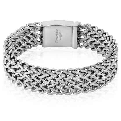 Stainless Steel Three Row Franco Bracelet 18mm Wide