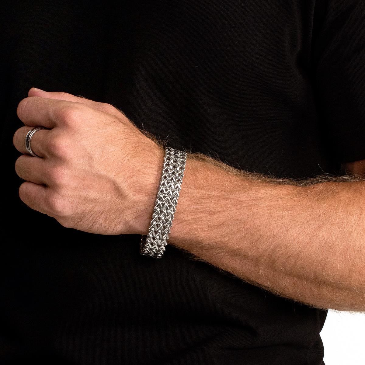 Stainless Steel Three Row Franco Bracelet 18mm Wide