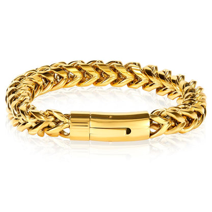 Gold Plated Rounded Franco Chain Bracelet 10mm Wide