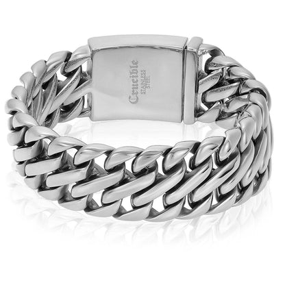 Stainless Steel Fancy Wide Curb Link Bracelet 23mm Wide