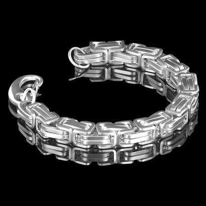 Stainless Steel Byzantine Chain Bracelet 11mm Wide