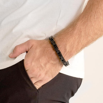 Men's Byzantine Chain Stainless Steel Bracelet (11mm Wide)