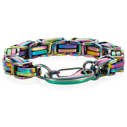 Men's Byzantine Chain Stainless Steel Bracelet (11mm Wide)