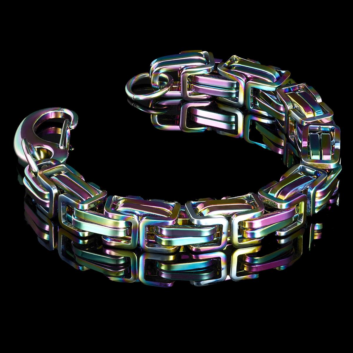 Stainless Steel Byzantine Chain Bracelet 11mm Wide