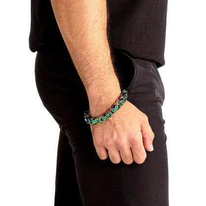 Men's Byzantine Chain Stainless Steel Bracelet (11mm Wide)