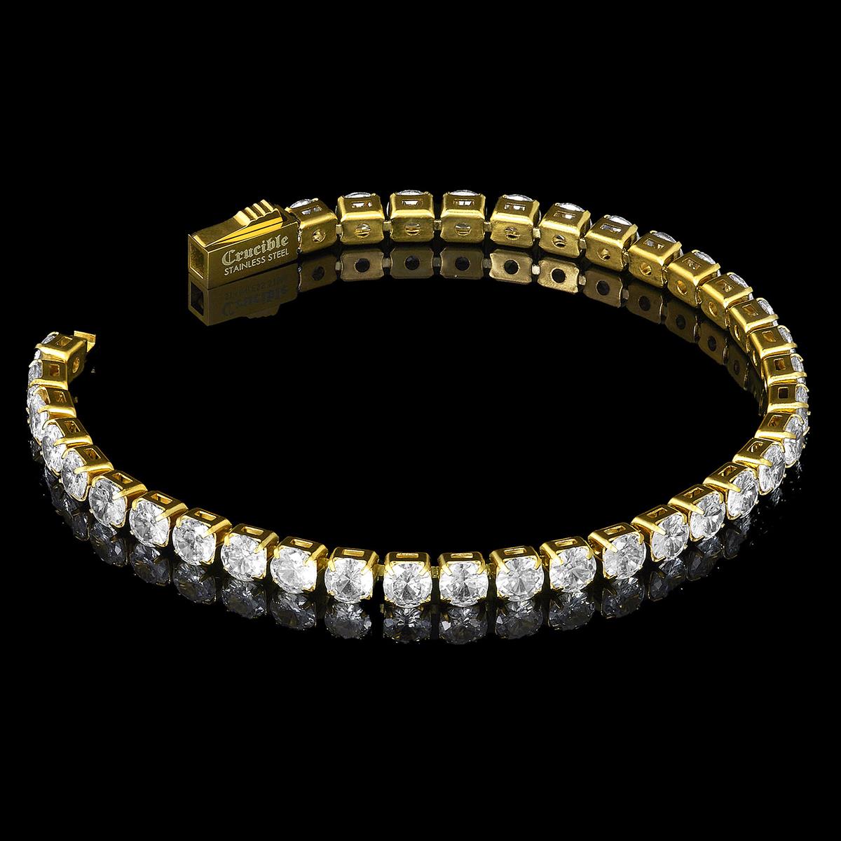 18k Gold Plated 5mm Simulated Diamond Tennis Bracelet