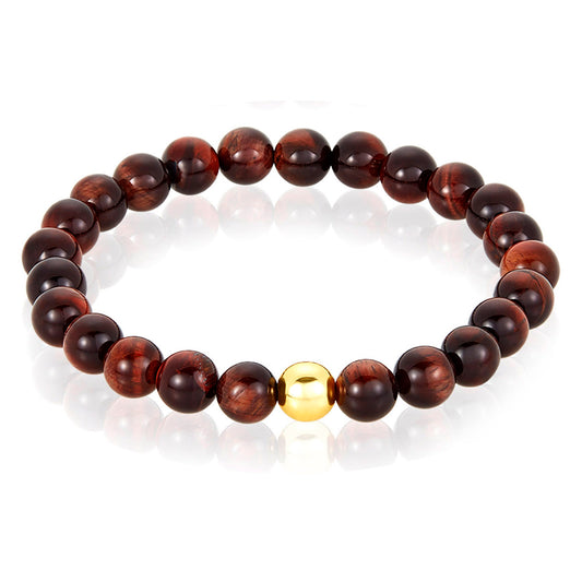 Men's Natural Stone and Hematite Stone Bead Stretch Bracelet (8mm) - 8"
